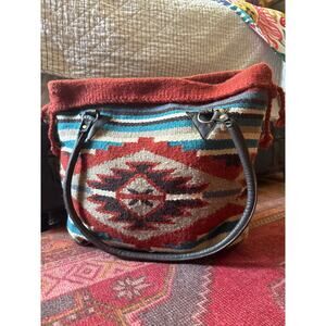 Aztec Southwest Large Wool Woven Rug Carpet Bag Bohemian Tote